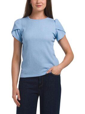 ANNE KLEIN Petite Tulip Sleeve Knit Top